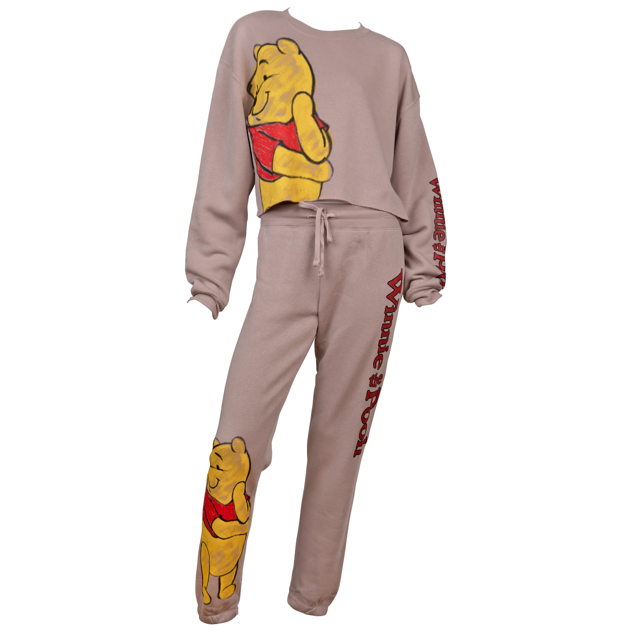 Winnie The Pooh Curious Pooh Women's Crop Top Sweatshirt And Sweatpants Set
